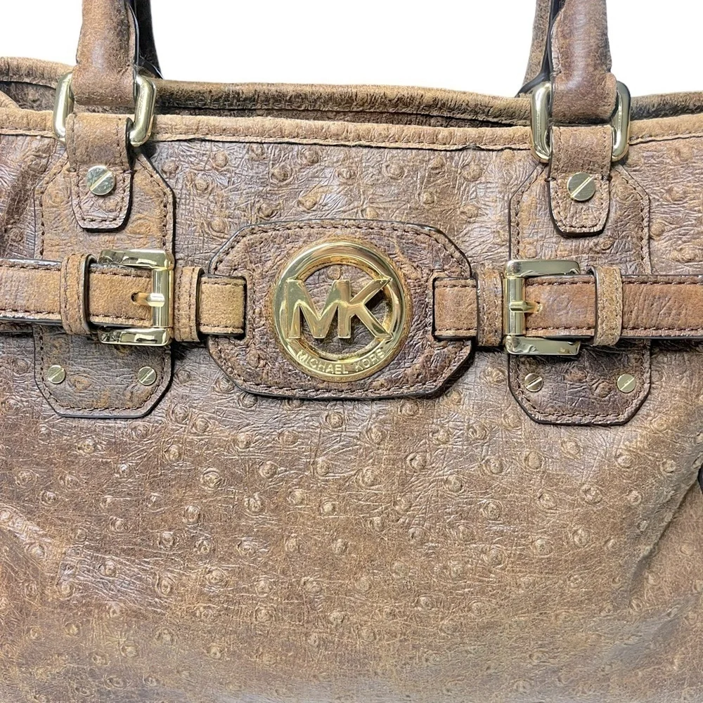 Michael Kors Hudson Ostrich‎ Leather Crossbody Satchel Handbag